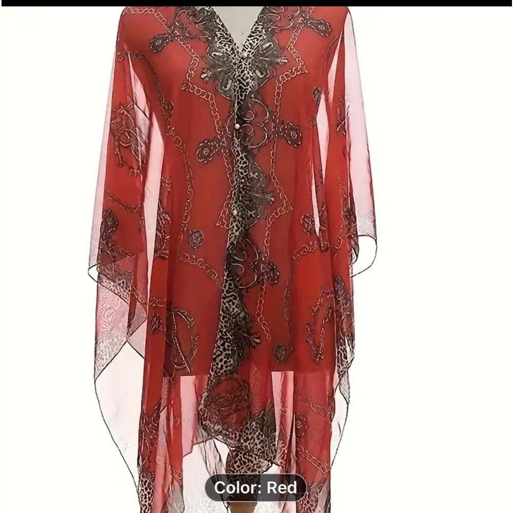 NEW Swimsuit Bikini Cover up Chains Pearls Sheer
